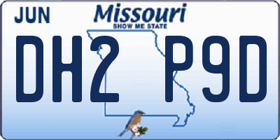 MO license plate DH2P9D