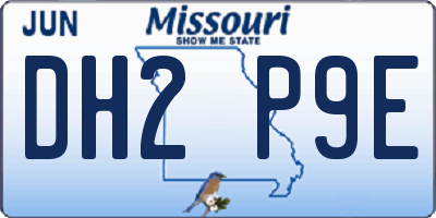 MO license plate DH2P9E