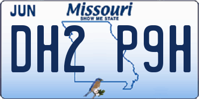 MO license plate DH2P9H