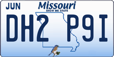 MO license plate DH2P9I