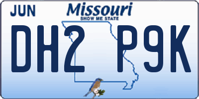 MO license plate DH2P9K