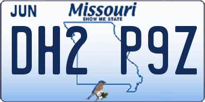 MO license plate DH2P9Z