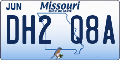 MO license plate DH2Q8A