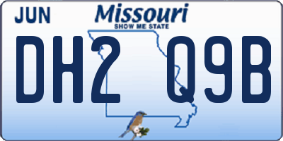 MO license plate DH2Q9B