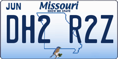 MO license plate DH2R2Z