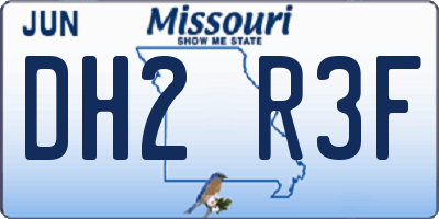 MO license plate DH2R3F