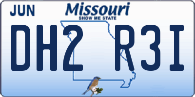 MO license plate DH2R3I