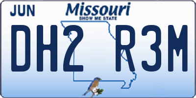 MO license plate DH2R3M