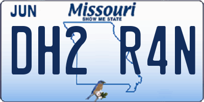 MO license plate DH2R4N