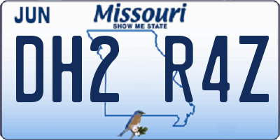 MO license plate DH2R4Z