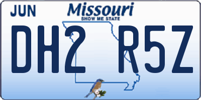 MO license plate DH2R5Z