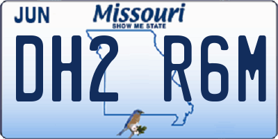 MO license plate DH2R6M
