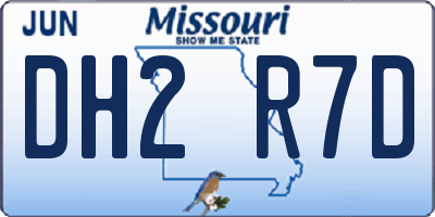 MO license plate DH2R7D