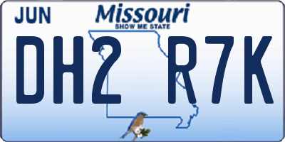 MO license plate DH2R7K