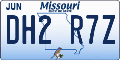 MO license plate DH2R7Z