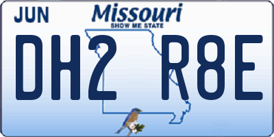 MO license plate DH2R8E