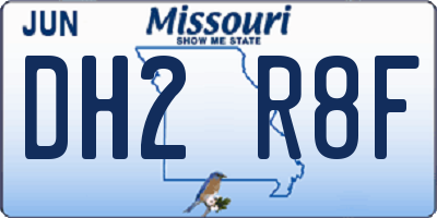 MO license plate DH2R8F