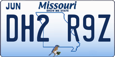 MO license plate DH2R9Z