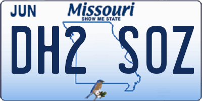 MO license plate DH2S0Z