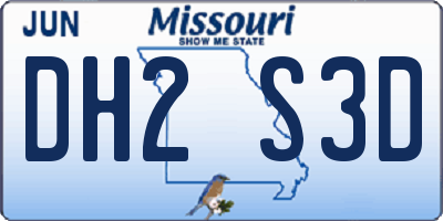 MO license plate DH2S3D