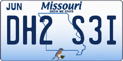 MO license plate DH2S3I
