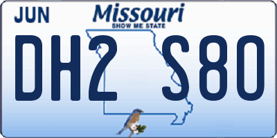 MO license plate DH2S8O