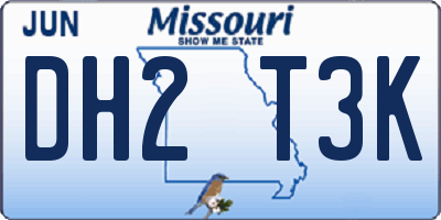 MO license plate DH2T3K