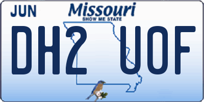 MO license plate DH2U0F