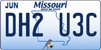 MO license plate DH2U3C