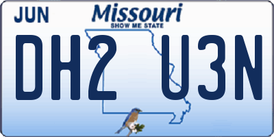 MO license plate DH2U3N