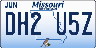 MO license plate DH2U5Z