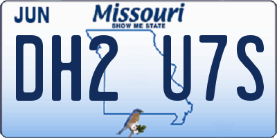 MO license plate DH2U7S