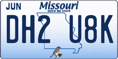 MO license plate DH2U8K
