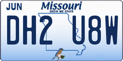 MO license plate DH2U8W