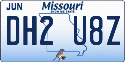 MO license plate DH2U8Z