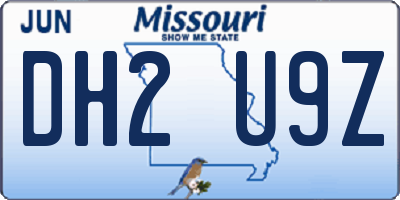 MO license plate DH2U9Z