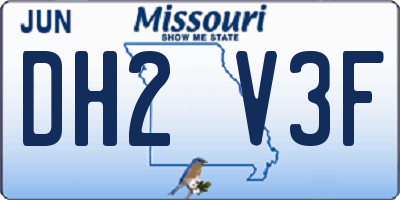 MO license plate DH2V3F