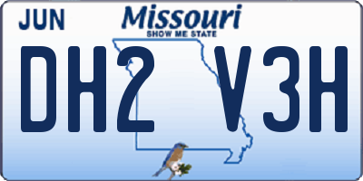 MO license plate DH2V3H