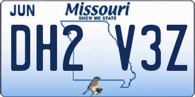 MO license plate DH2V3Z