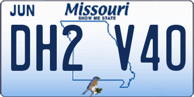 MO license plate DH2V4O