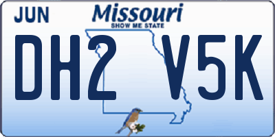 MO license plate DH2V5K