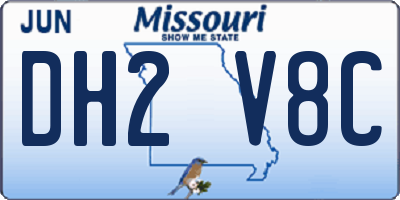 MO license plate DH2V8C