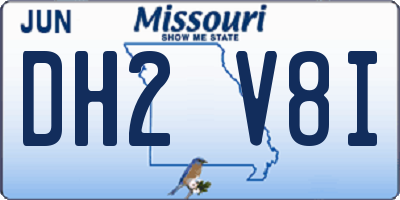 MO license plate DH2V8I