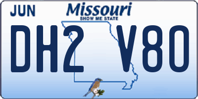 MO license plate DH2V8O