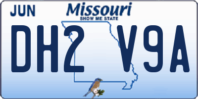 MO license plate DH2V9A