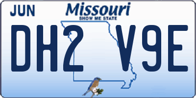 MO license plate DH2V9E
