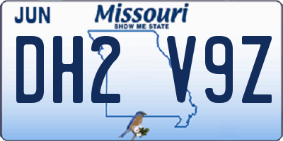MO license plate DH2V9Z