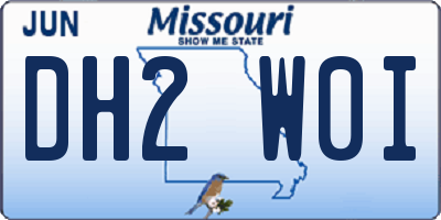 MO license plate DH2W0I