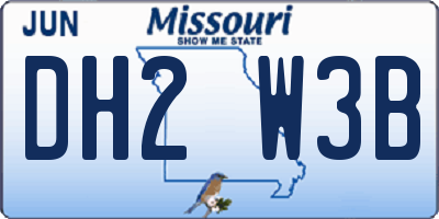 MO license plate DH2W3B