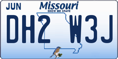 MO license plate DH2W3J